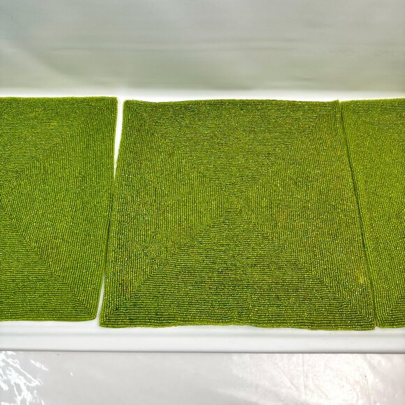 Christmas Glass Beaded Chargers 3 Red 3 Green Square 14x14" by RLK Leila's READ - Picture 9 of 13